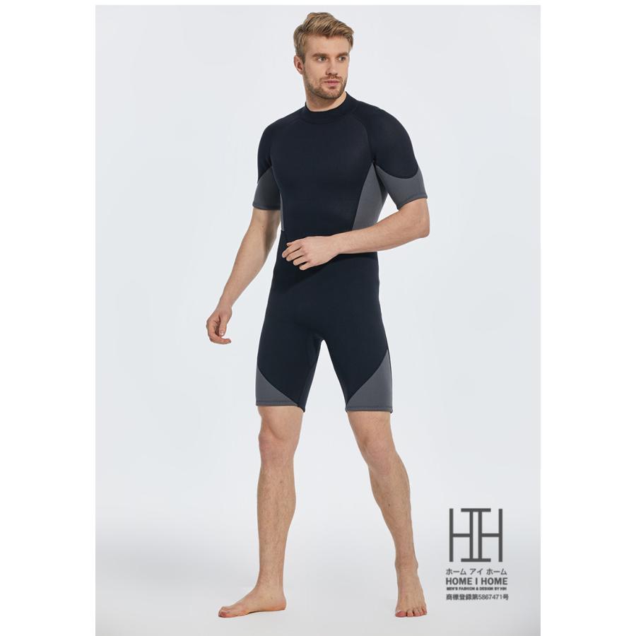 ウェットスーツ スプリング メンズ 2ｍｍ 3mm フルスーツ 半袖 ショート丈 水着 防寒 保温 サーフィン 水遊び バックジップ仕様 ネオプレーン ダイビング | ブランド登録なし | 08