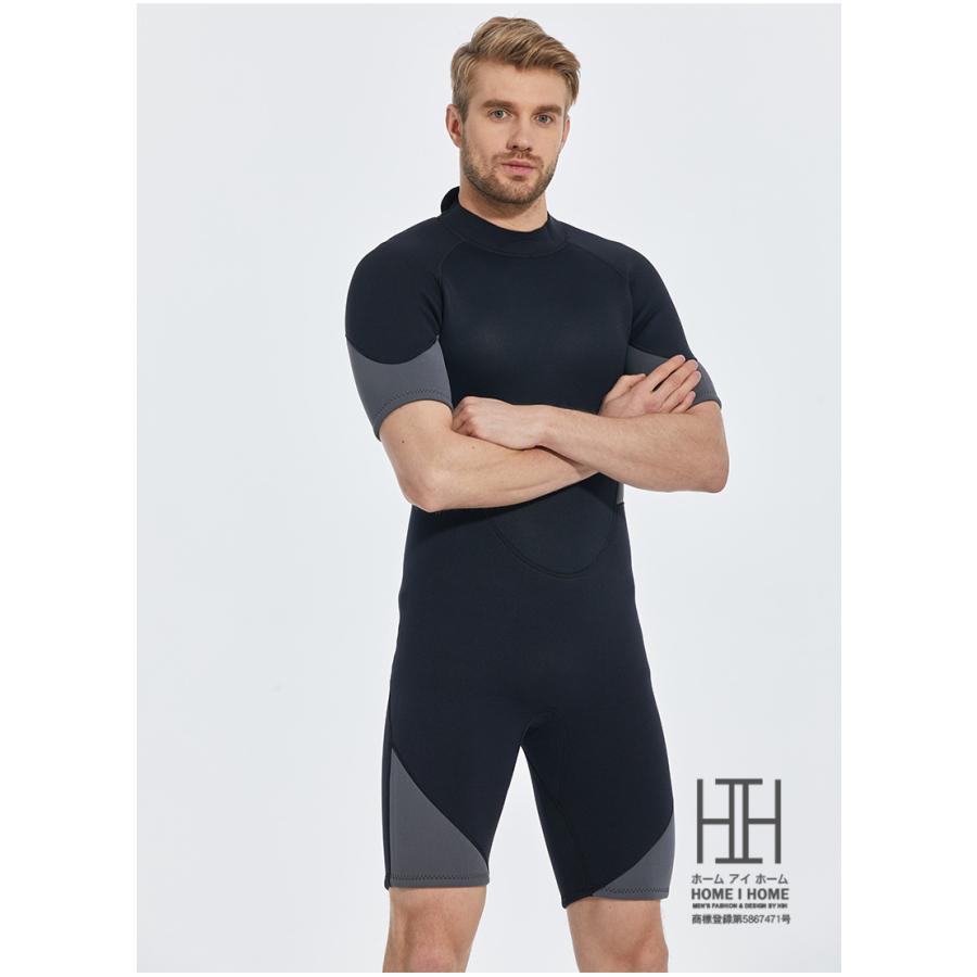 ウェットスーツ スプリング メンズ 2ｍｍ 3mm フルスーツ 半袖 ショート丈 水着 防寒 保温 サーフィン 水遊び バックジップ仕様 ネオプレーン ダイビング | ブランド登録なし | 09