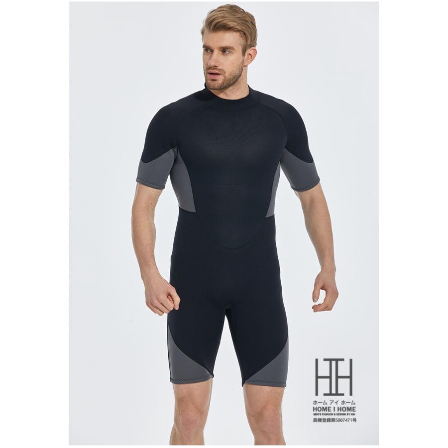 ウェットスーツ スプリング メンズ 2ｍｍ 3mm フルスーツ 半袖 ショート丈 水着 防寒 保温 サーフィン 水遊び バックジップ仕様 ネオプレーン ダイビング | ブランド登録なし | 10