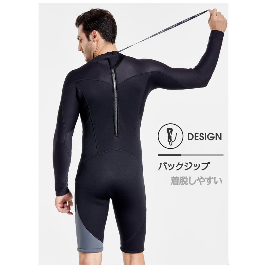 ロングスプリング ウェットスーツ 3mm サーフィン メンズ ネオプレーン ストレッチ バックジップ マリンスポーツ | ホームアイホーム | 06