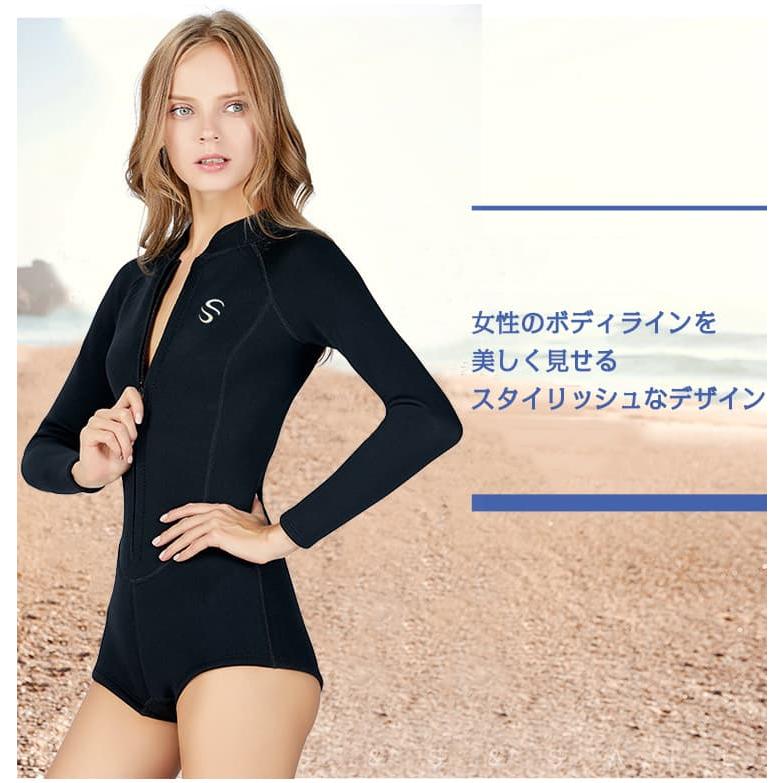 ウェットスーツ ロングスプリング 2mm レディース ネオプレーン フロントジップ 前開き サーフィン 水着 女性用 スプリング | ブランド登録なし | 04