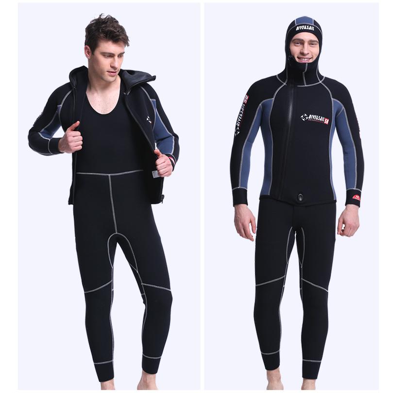 ウェットスーツ メンズ ストレッチネオプレーン 5mm カラー配色 2点セット フード一体式 上下セット ロングジョン仕様 サーフィン ツーピース フルスーツ | ホームアイホーム | 12
