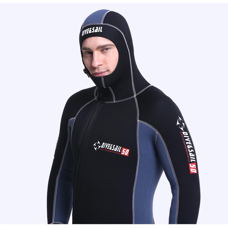 ウェットスーツ メンズ ストレッチネオプレーン 5mm カラー配色 2点セット フード一体式 上下セット ロングジョン仕様 サーフィン ツーピース フルスーツ | ホームアイホーム | 08