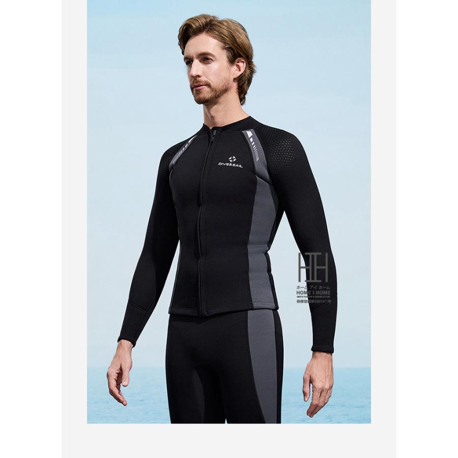 ウエットスーツ サーフィン 長袖タッパー 3mm メンズ レディース ダイビング 釣り シュノーケル ロングボード 男性用 女性用 ネオプレーン フロントジップ 単品 | ブランド登録なし | 15