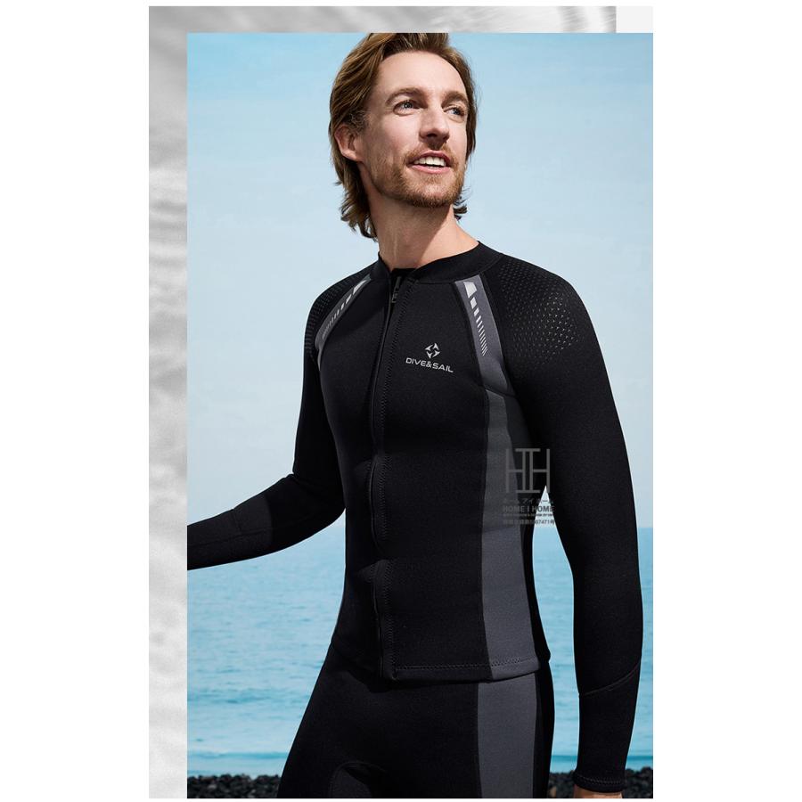 ウエットスーツ サーフィン 長袖タッパー 3mm メンズ レディース ダイビング 釣り シュノーケル ロングボード 男性用 女性用 ネオプレーン フロントジップ 単品 | ブランド登録なし | 08