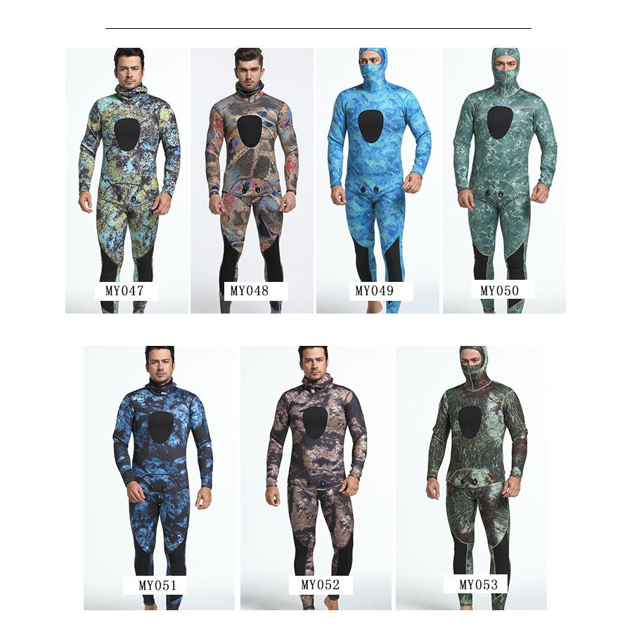 ウェットスーツ メンズ ネオプレーン 3mm 迷彩柄 ツーピース フード一体式 2点セット 上下セット ロングジョン仕様 サーフィン | ホームアイホーム | 10