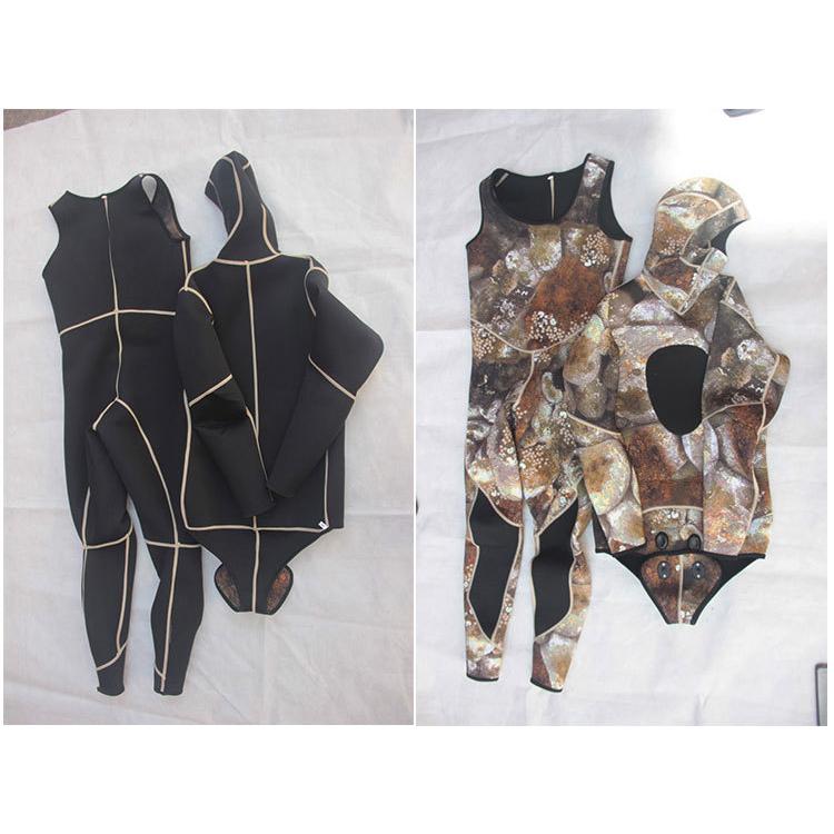 ウェットスーツ メンズ ネオプレーン 3mm 迷彩柄 ツーピース フード一体式 2点セット 上下セット ロングジョン仕様 サーフィン | ホームアイホーム | 16