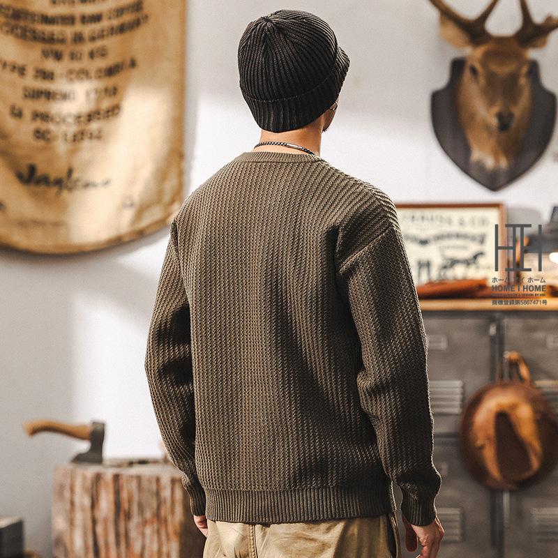 ニットセーター メンズ 長袖 畦編み クルーネック 英文字 刺繍 おしゃれ 厚手 ニットソー おしゃれ 暖かい 防寒 20代 30代 40代 メンズニット メンズセーター | ホームアイホーム | 09