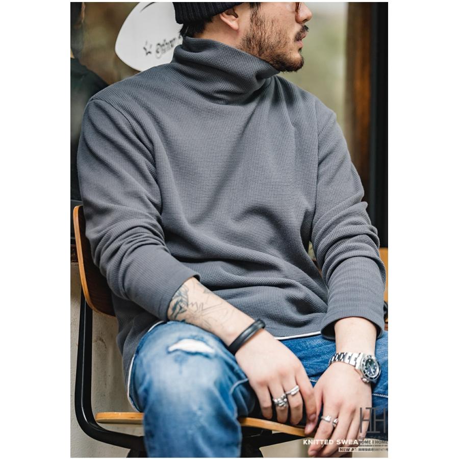 ニット メンズ セーター ストレッチ おしゃれ タートルネック 長袖 ニットソー トップス 厚手 編み 暖かい あったか シンプル ゴルフウェア 秋冬 20代 30代 40代 | ホームアイホーム | 10