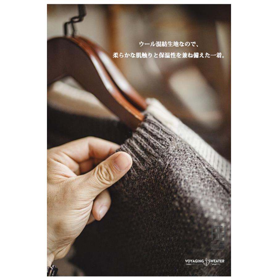 ニット メンズ 長袖 セーター リブ ジャカード 錨 イカリ模様 英文字 ウール混 トップス クルーネック カジュアル 20代 30代 40代 50代 60代 アクリル 秋 冬 | ホームアイホーム | 09