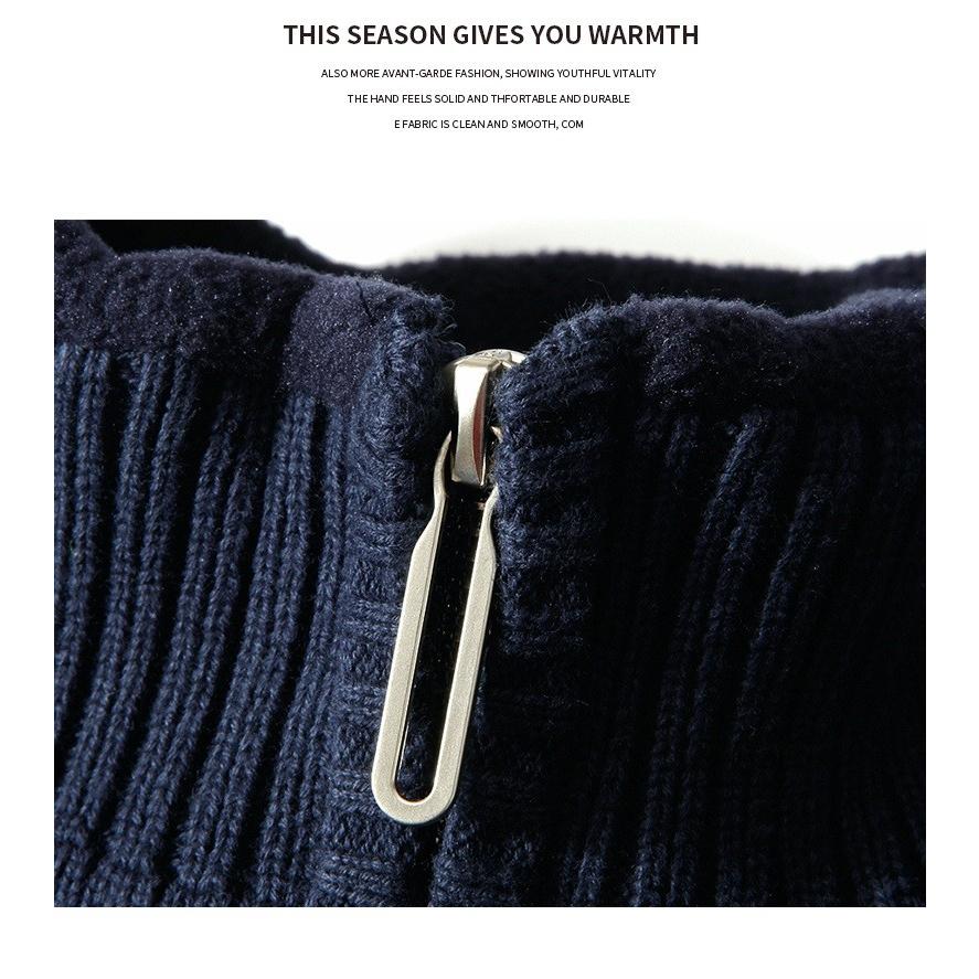 セーター ニット 裏ボア メンズ ハーフジップ プルオーバー 立ち襟 保温 防寒 暖かい 秋冬 シンプル | ホームアイホーム | 07