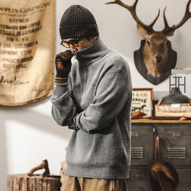 ニット セーター メンズ 長袖 ハーフジップ ヘビーウェイト ハイネック 厚手 厚着 ニットセーター ワンポイント カジュアル おしゃれ 暖かい 防寒 プレゼント | ホームアイホーム | 02