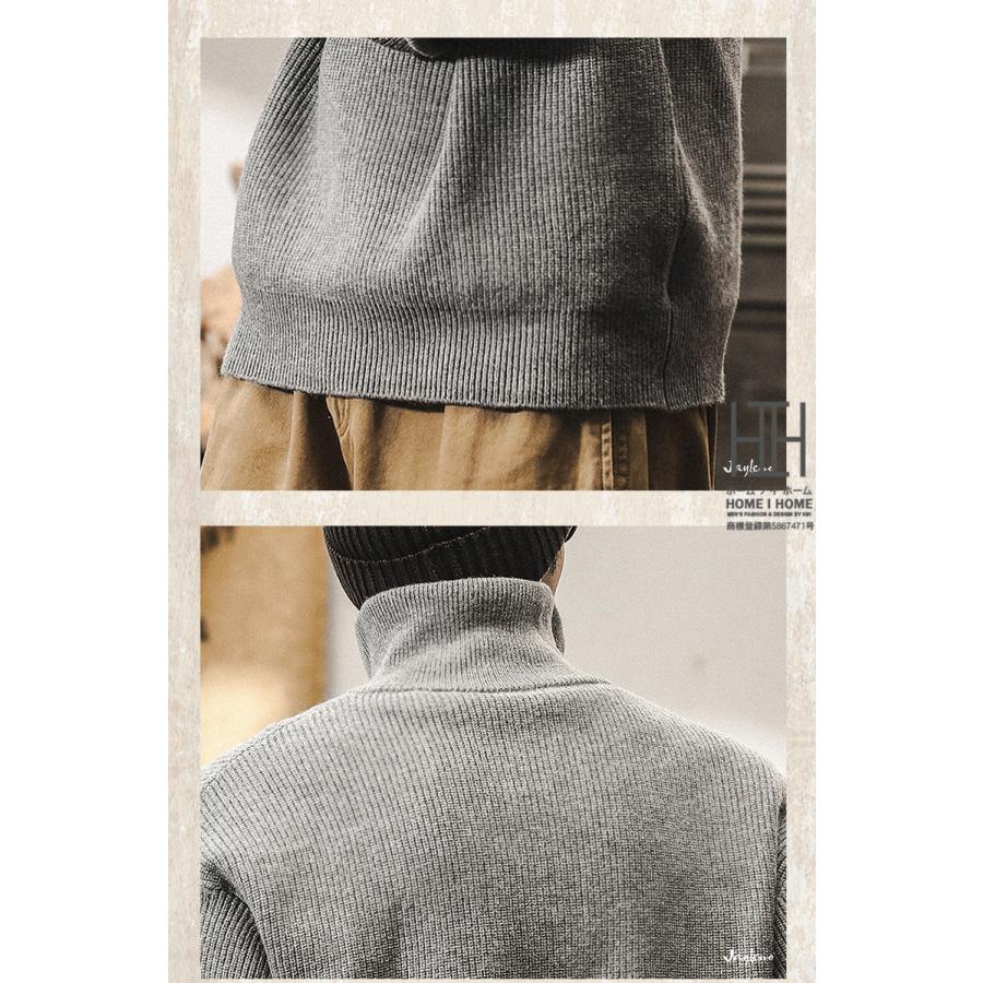 ニット セーター メンズ 長袖 ハーフジップ ヘビーウェイト ハイネック 厚手 厚着 ニットセーター ワンポイント カジュアル おしゃれ 暖かい 防寒 プレゼント | ホームアイホーム | 07