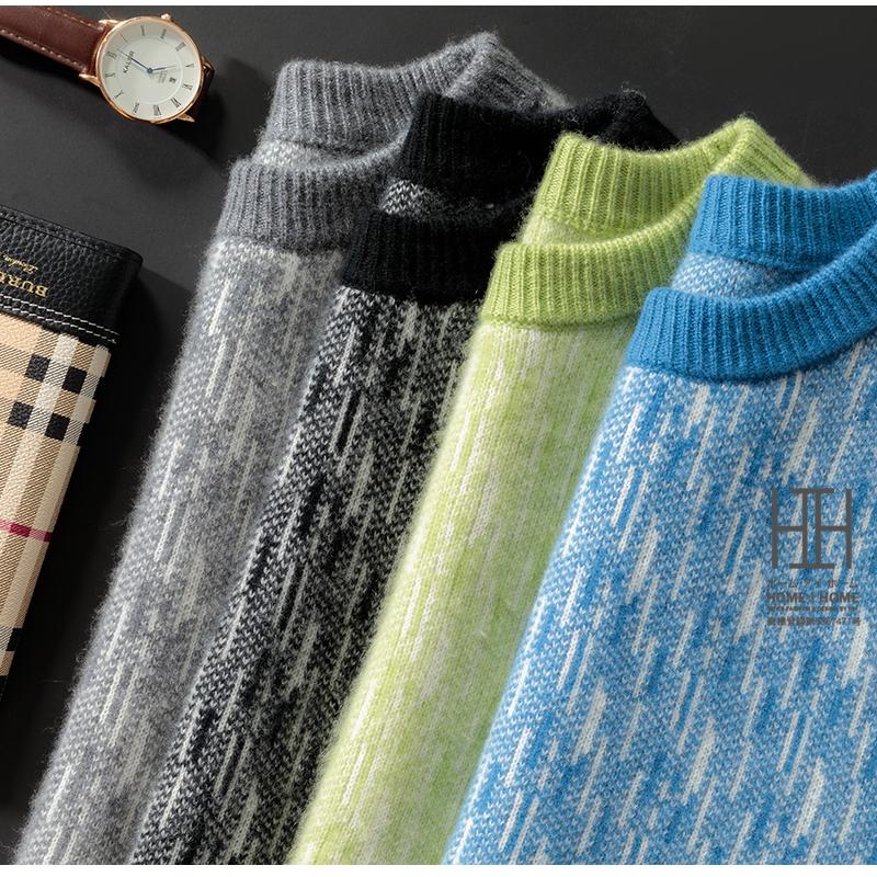 ウール セーター メンズ 長袖 丸首セーター ウール100％ 杢 杢調 クルーネック ニット セーター メンズニット メンズセーター 秋冬 メンズ トップス 秋服 冬服 | ホームアイホーム | 18