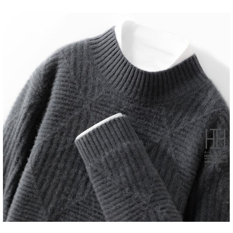 ウール セーター メンズ 長袖 モックネック ウール100％ 編み おしゃれ スタンドカラー ニット セーター メンズニット メンズセーター 秋冬 秋服 冬服 冬 | ホームアイホーム | 19