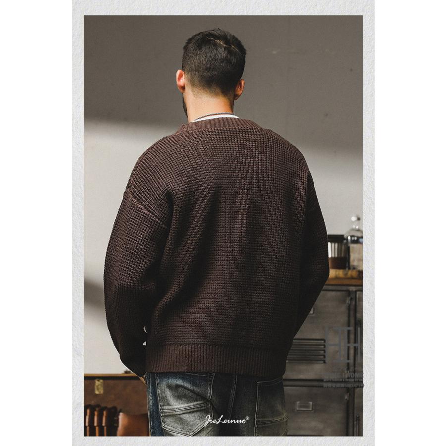 ニットカーディガン セーター メンズ 畦編み Vネック 長袖 ニットジャケット トップス インナー ニットセーター リブ ストリート カジュアル おしゃれ アウター | ホームアイホーム | 12