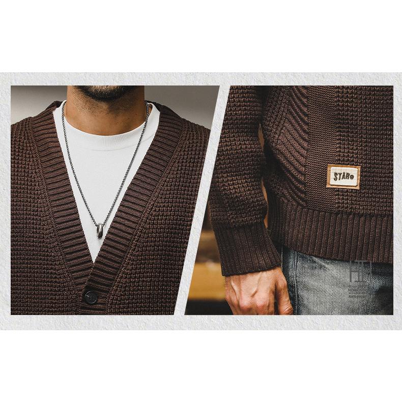 ニットカーディガン セーター メンズ 畦編み Vネック 長袖 ニットジャケット トップス インナー ニットセーター リブ ストリート カジュアル おしゃれ アウター | ホームアイホーム | 06