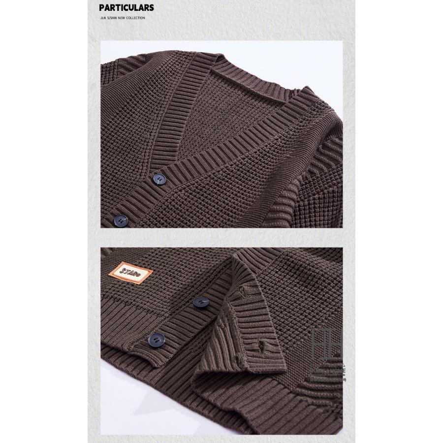 ニットカーディガン セーター メンズ 畦編み Vネック 長袖 ニットジャケット トップス インナー ニットセーター リブ ストリート カジュアル おしゃれ アウター | ホームアイホーム | 08