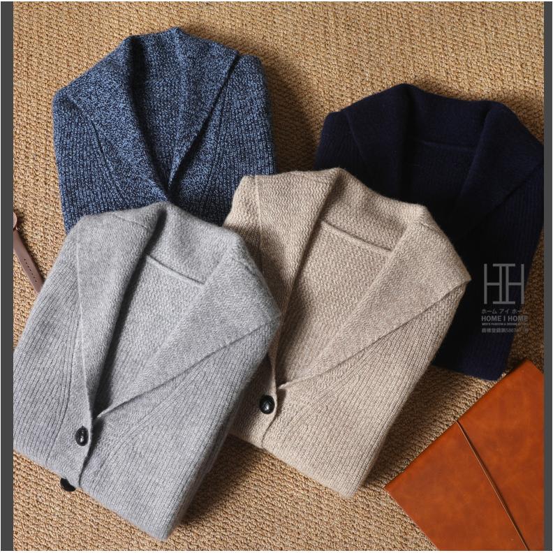 ウール セーター カーディガン メンズ ニットジャケット ニットセーター ニットカーディガン 100%ウールセーター  ショールカラー ショール襟 襟付き 秋 冬 春 | ホームアイホーム | 10