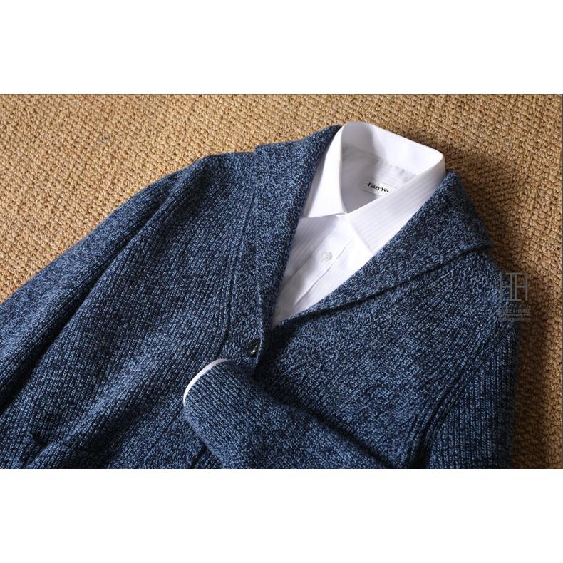 ウール セーター カーディガン メンズ ニットジャケット ニットセーター ニットカーディガン 100%ウールセーター  ショールカラー ショール襟 襟付き 秋 冬 春 | ホームアイホーム | 13