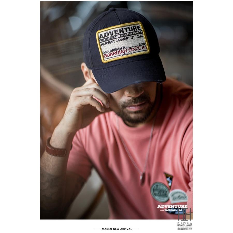 帽子 キャップ メンズ ユニセックス コットン 綿 ダメージ加工 キャンバス ベースボールキャップ おしゃれ 個性的 大きめ 深め ロゴ ヴィンテージ かっこいい | ホームアイホーム | 12