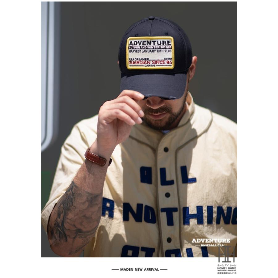 帽子 キャップ メンズ ユニセックス コットン 綿 ダメージ加工 キャンバス ベースボールキャップ おしゃれ 個性的 大きめ 深め ロゴ ヴィンテージ かっこいい | ホームアイホーム | 08