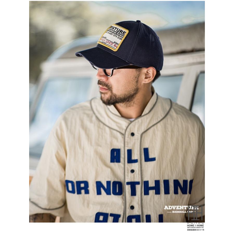帽子 キャップ メンズ ユニセックス コットン 綿 ダメージ加工 キャンバス ベースボールキャップ おしゃれ 個性的 大きめ 深め ロゴ ヴィンテージ かっこいい | ホームアイホーム | 09