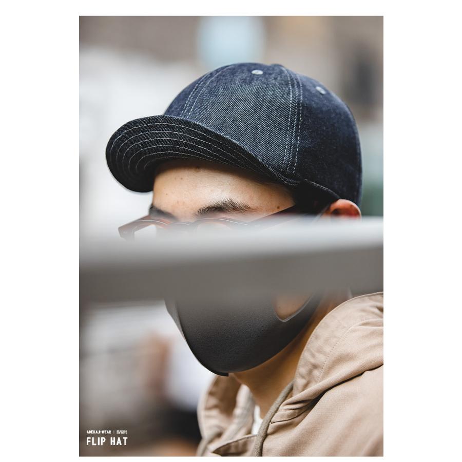 キャップ メンズ コットンデニムキャップ フリップキャップ 日よけ おしゃれ アメカジ レトロデザイン デニム ハット つば付き ストリート オールシーズン | ホームアイホーム | 08