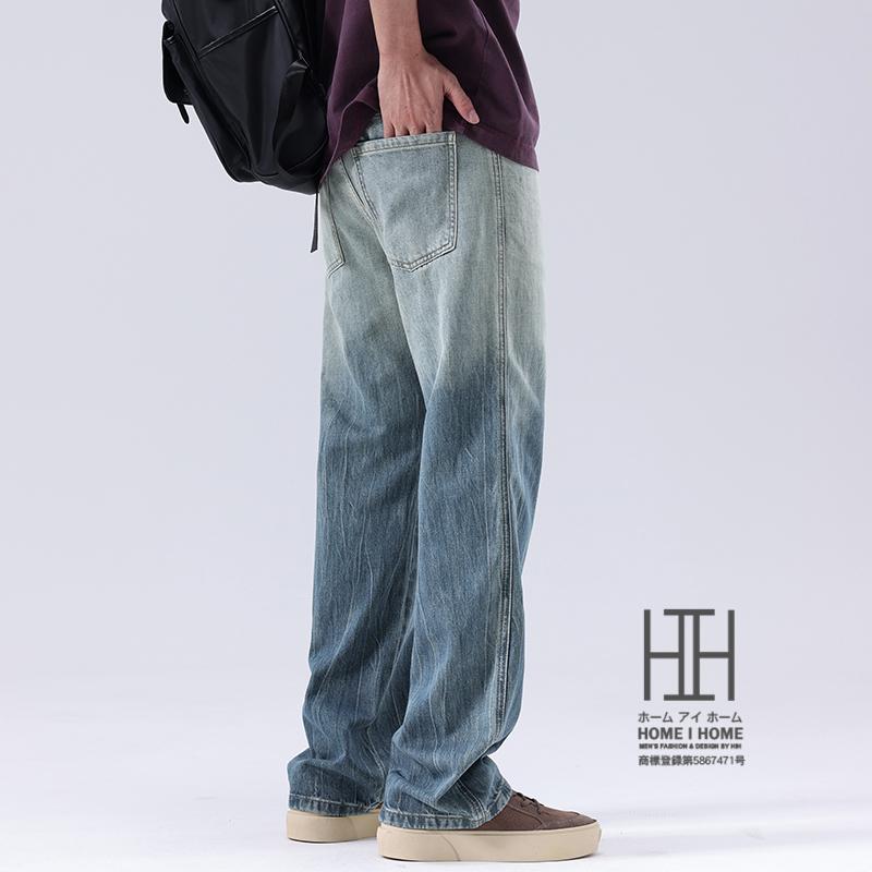 パンツ デニム メンズ グラデーション ストレート ジーンズ デニムパンツ レギュラー ゆったり 大きいサイズ ウォッシュ加工済み Gパン ズボン 春服 春 夏服 夏 | ホームアイホーム | 08