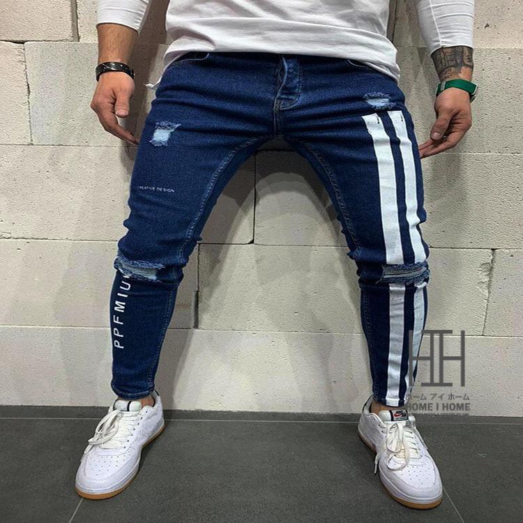 スキニーパンツ ストレッチパンツ ジーンズ メンズ デニムパンツ ダメージ ストレッチ プリント 大きいサイズ スリム 美脚 おしゃれ メンズパンツ ズボン | ホームアイホーム | 01