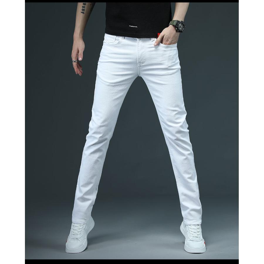 スキニーデニム ホワイトジーンズ デニムパンツ メンズ ジーンズ ビジネス ストレッチ ホワイト 白 ズボン 爽やか 薄手 春 夏 | ブランド登録なし | 01