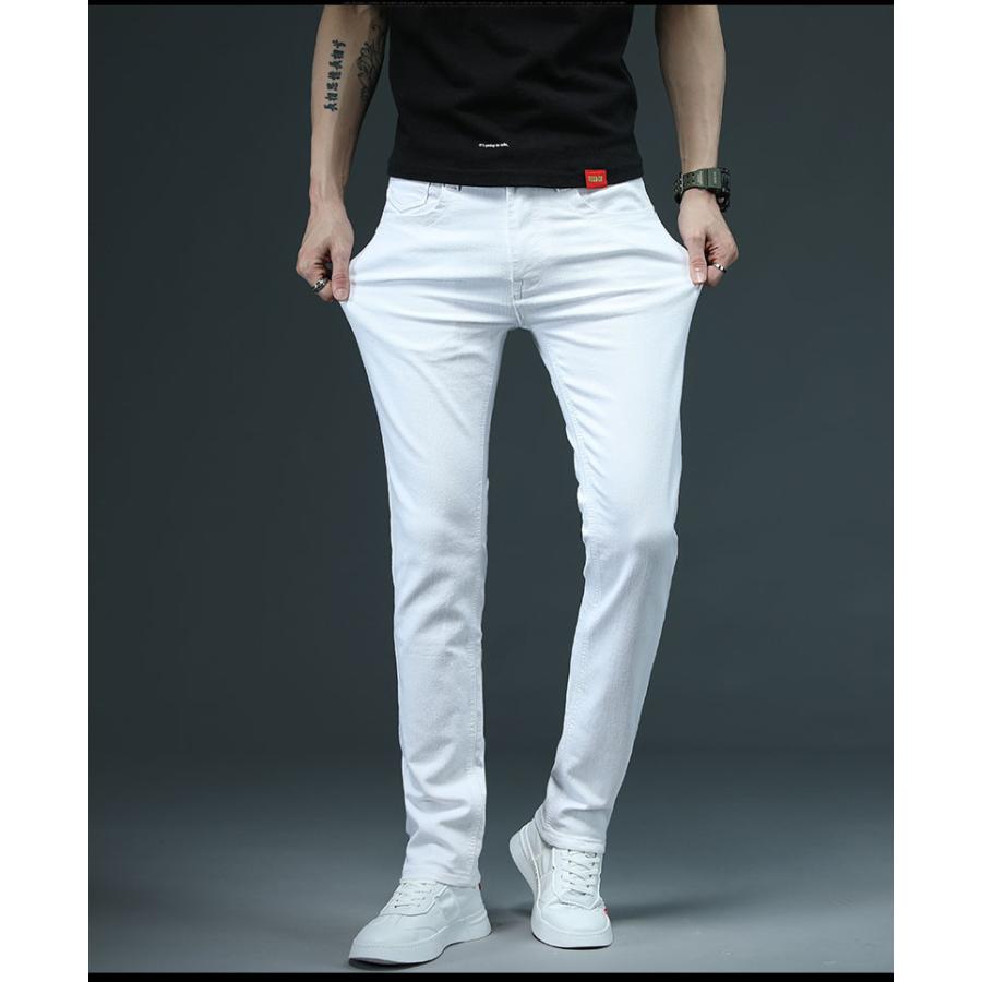 スキニーデニム ホワイトジーンズ デニムパンツ メンズ ジーンズ ビジネス ストレッチ ホワイト 白 ズボン 爽やか 薄手 春 夏 | ブランド登録なし | 02