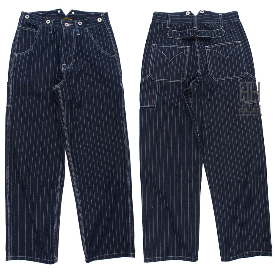 10.5oz デニムパンツ ペインターパンツ メンズ ストライプデニム バイカー オーバーオール ヴィンテージ アメカジ ワークパンツ バイク おしゃれ ボトムス | ホームアイホーム | 02