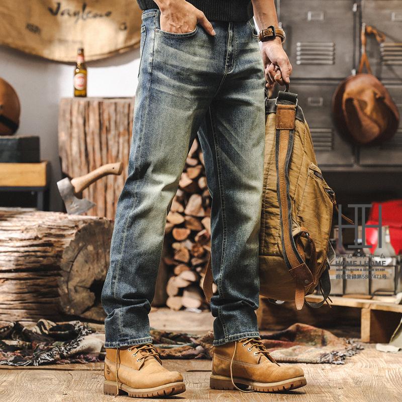 デニムパンツ メンズ デニム ストレッチ 伸縮 ジーンズ ジーパン ワークパンツ 作業 おしゃれ ゆったり 大きいサイズ ユーズド加工 ウォッシュ加工 美脚 | ホームアイホーム