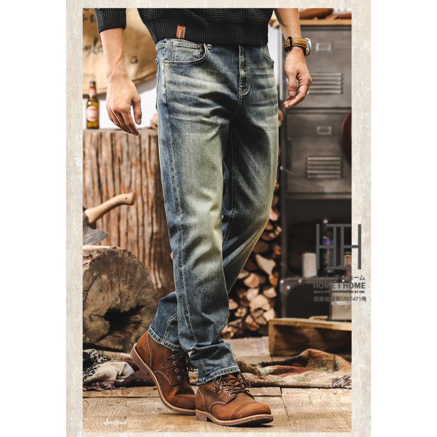 デニムパンツ メンズ デニム ストレッチ 伸縮 ジーンズ ジーパン ワークパンツ 作業 おしゃれ ゆったり 大きいサイズ ユーズド加工 ウォッシュ加工 美脚 | ホームアイホーム | 02