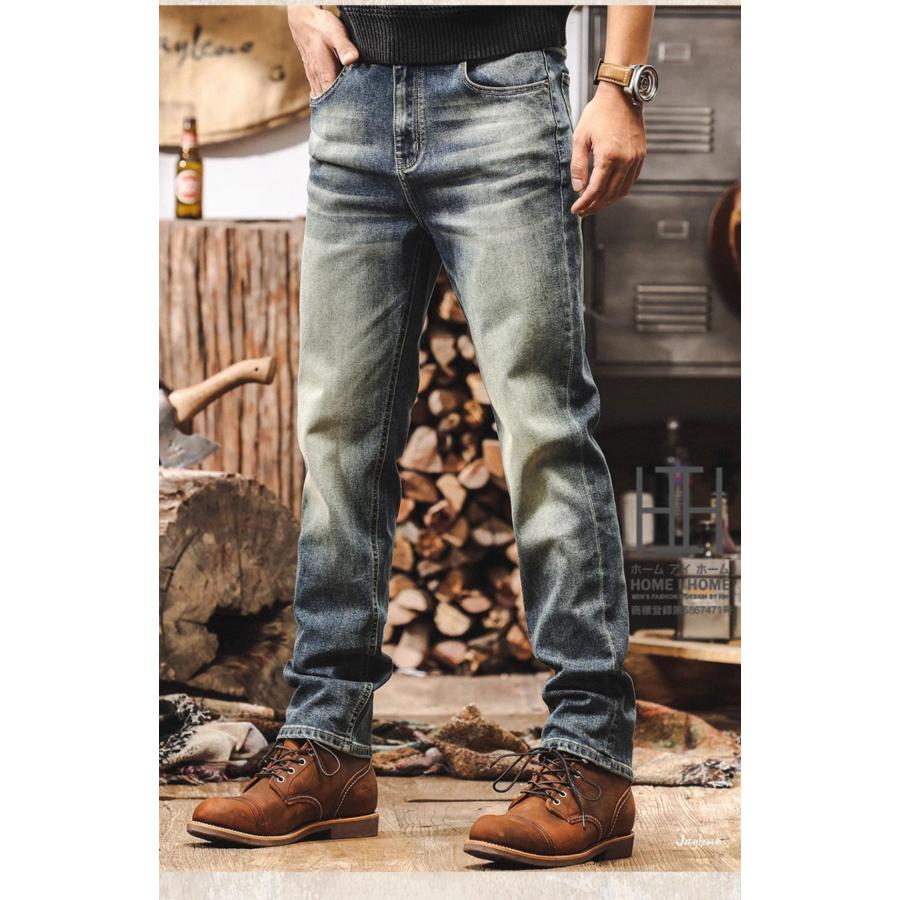 デニムパンツ メンズ デニム ストレッチ 伸縮 ジーンズ ジーパン ワークパンツ 作業 おしゃれ ゆったり 大きいサイズ ユーズド加工 ウォッシュ加工 美脚 | ホームアイホーム | 04