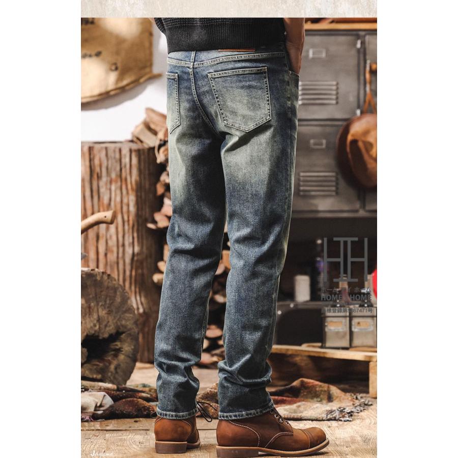 デニムパンツ メンズ デニム ストレッチ 伸縮 ジーンズ ジーパン ワークパンツ 作業 おしゃれ ゆったり 大きいサイズ ユーズド加工 ウォッシュ加工 美脚 | ホームアイホーム | 05