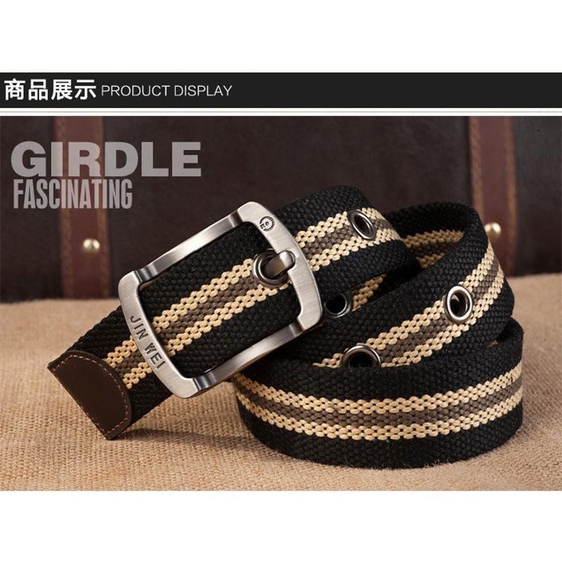 ズックベルト メンズ シンプル 無地 合金バックル カラー配色 ボーダー カジュアル | ホームアイホーム | 16