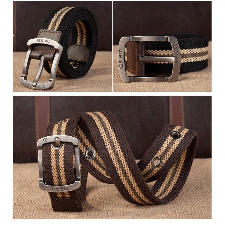 ズックベルト メンズ シンプル 無地 合金バックル カラー配色 ボーダー カジュアル | ホームアイホーム | 18