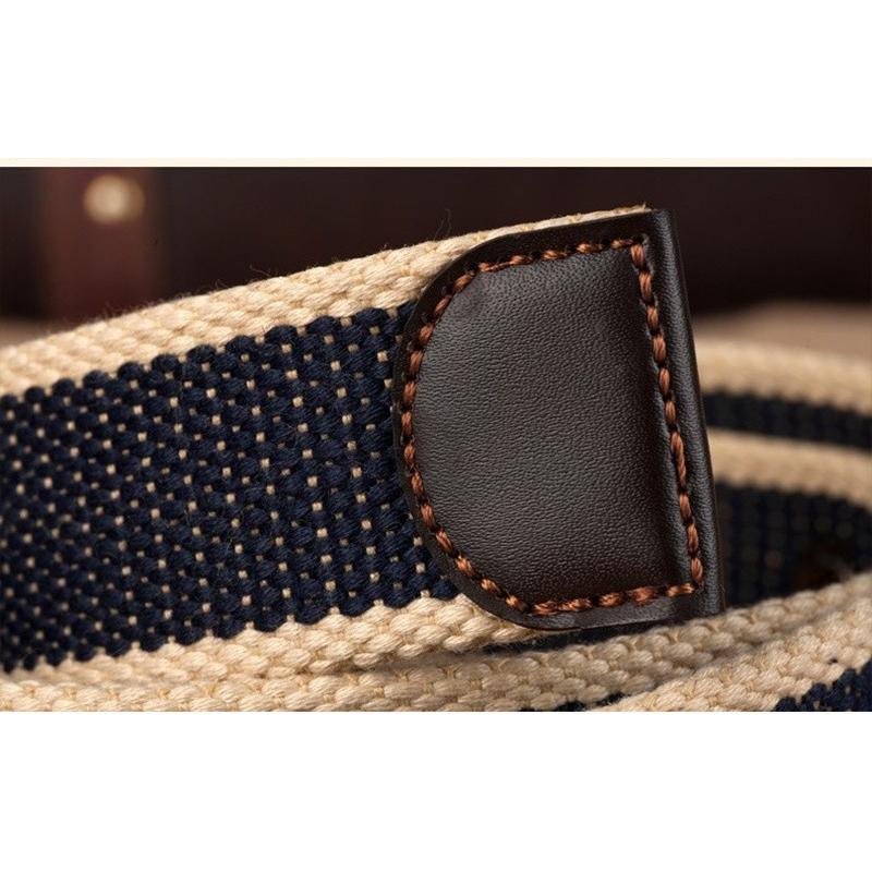 ズックベルト メンズ シンプル 無地 合金バックル カラー配色 ボーダー カジュアル | ホームアイホーム | 19