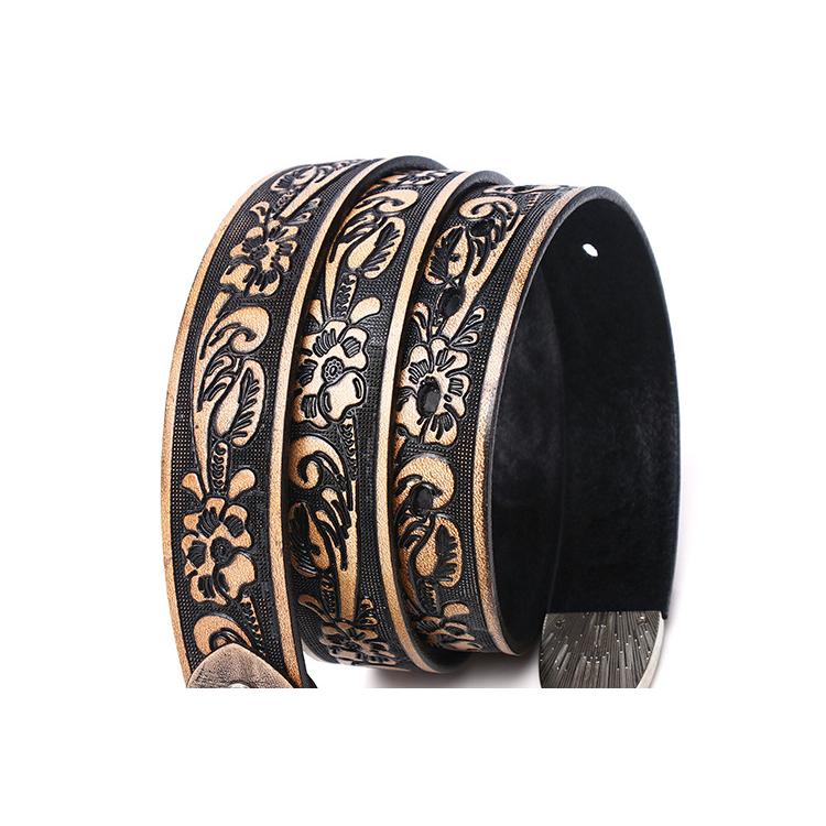 ベルト メンズ 型押し 牛革ベルト レザー ウエスタン ベルト D型留め具 細め レディース 唐草柄 牛皮革 ビンテージ風 アクセサリー | ホームアイホーム | 14