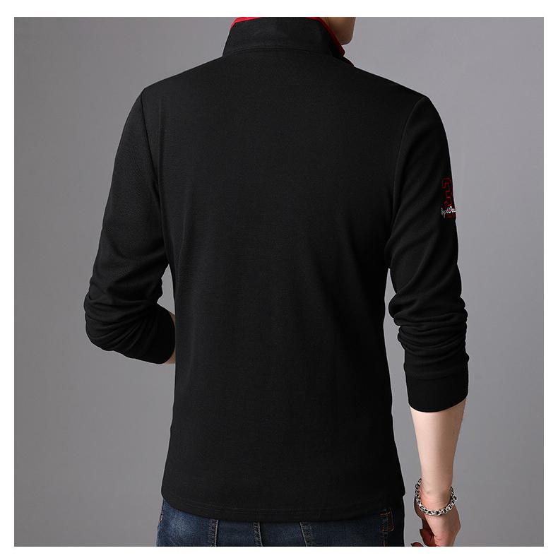 ポロシャツ メンズ スタンドカラー 長袖 ハーフジップ 立ち襟 刺繍入り シャツ トップス 春秋 ブラック ネイビー | ホームアイホーム | 15