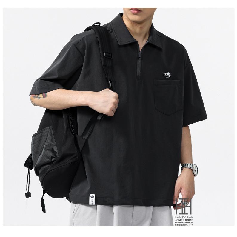 接触冷感 ひんやり ポロシャツ 半袖 メンズ ハーフジップ ナイロン ワンポイント ポケット付き ストレッチ ビズポロ ビジカジ クールビズ ドライ 夏 涼しい 快適 | ホームアイホーム | 15