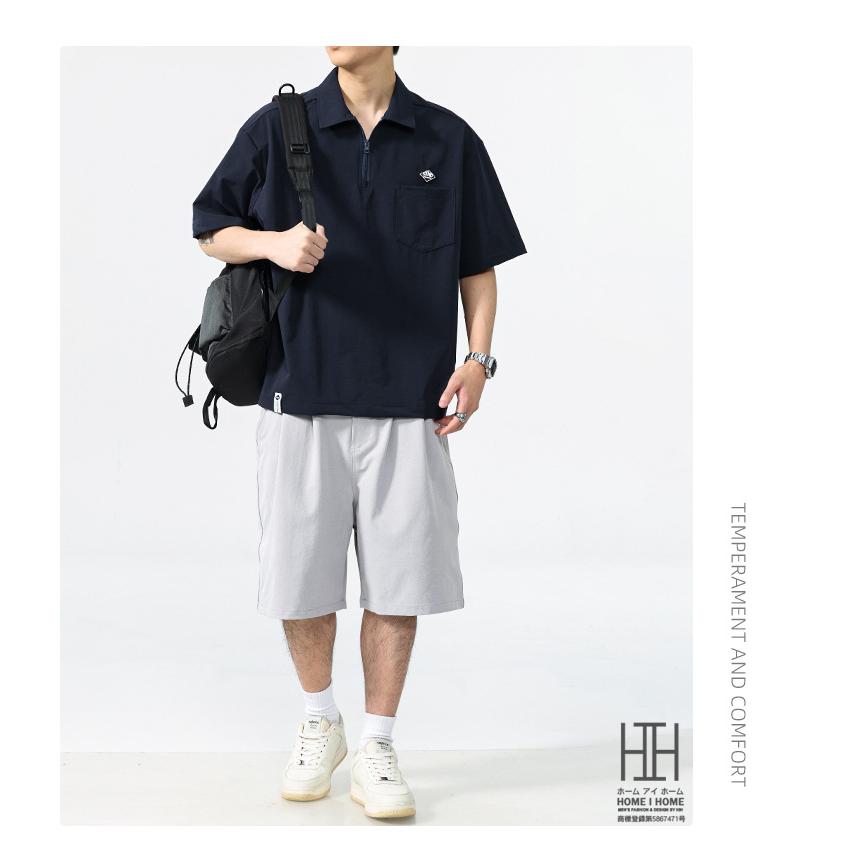 接触冷感 ひんやり ポロシャツ 半袖 メンズ ハーフジップ ナイロン ワンポイント ポケット付き ストレッチ ビズポロ ビジカジ クールビズ ドライ 夏 涼しい 快適 | ホームアイホーム | 19