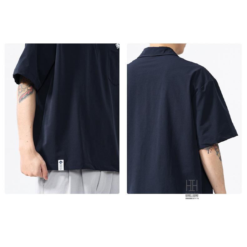 接触冷感 ひんやり ポロシャツ 半袖 メンズ ハーフジップ ナイロン ワンポイント ポケット付き ストレッチ ビズポロ ビジカジ クールビズ ドライ 夏 涼しい 快適 | ホームアイホーム | 21