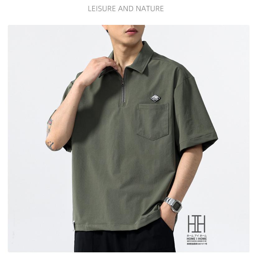 接触冷感 ひんやり ポロシャツ 半袖 メンズ ハーフジップ ナイロン ワンポイント ポケット付き ストレッチ ビズポロ ビジカジ クールビズ ドライ 夏 涼しい 快適 | ホームアイホーム | 10