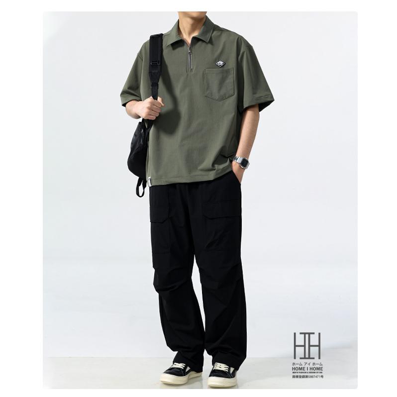 接触冷感 ひんやり ポロシャツ 半袖 メンズ ハーフジップ ナイロン ワンポイント ポケット付き ストレッチ ビズポロ ビジカジ クールビズ ドライ 夏 涼しい 快適 | ホームアイホーム | 11