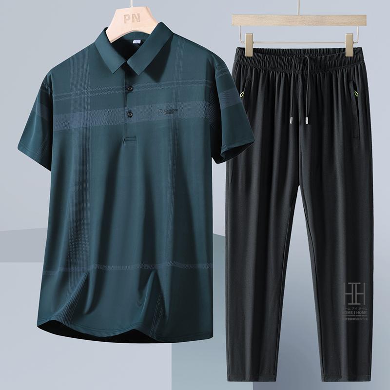 ゴルフウェア 上下セット 半袖ポロ イージーパンツ メンズ ゴムウェスト ジャージ セットアップ ドライ 冷感 涼感 ひんやり ストレッチ ワークマン ビジポロ | ホームアイホーム