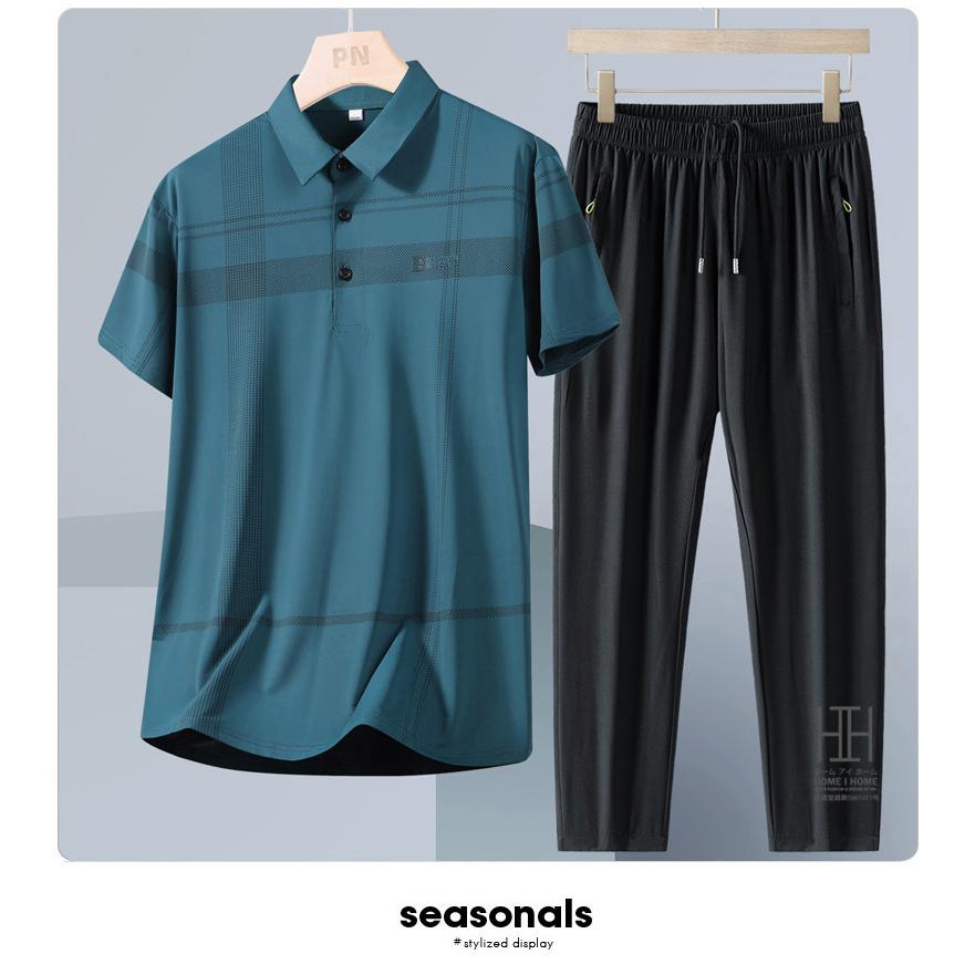 ゴルフウェア 上下セット 半袖ポロ イージーパンツ メンズ ゴムウェスト ジャージ セットアップ ドライ 冷感 涼感 ひんやり ストレッチ ワークマン ビジポロ | ホームアイホーム | 17