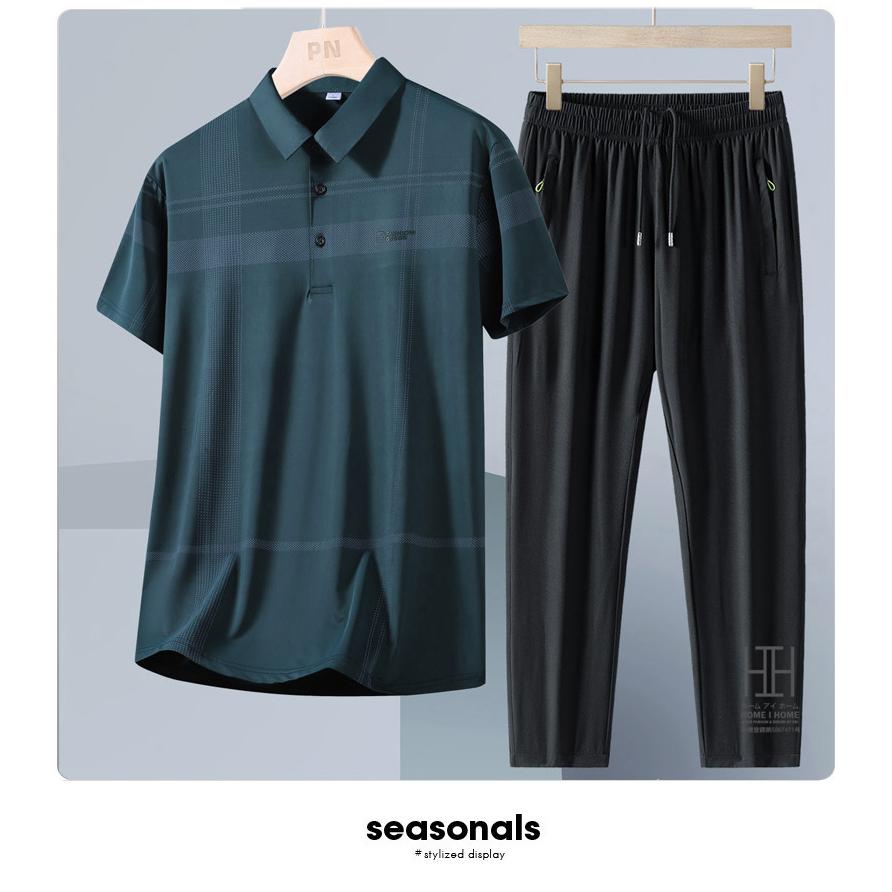 ゴルフウェア 上下セット 半袖ポロ イージーパンツ メンズ ゴムウェスト ジャージ セットアップ ドライ 冷感 涼感 ひんやり ストレッチ ワークマン ビジポロ | ホームアイホーム | 18